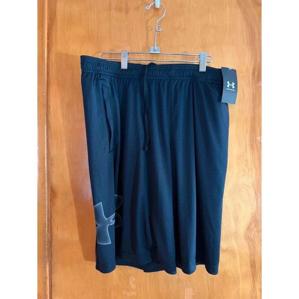 Under Armour, black athletic shorts with logo on leg